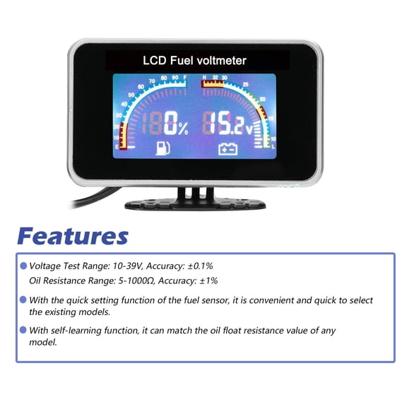 Car Instrument,Car Suv Rv Universal 9-36v Car 2-in-1 Lcd Car Voltmeter Universal 9-36v Lcd Car Fuel 9-36v Car Suv Fuel L Voltmeter Rusuo Fuel 2-in-1 Eryue Car 2-in-1 Fuel Hxber 2-in-1 Black