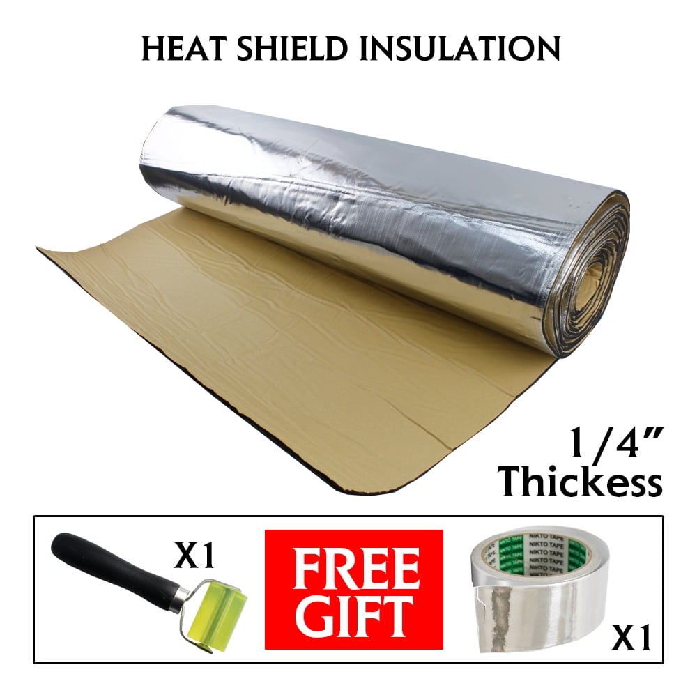 Car Insulation Kit 39"W Heat Shield Sound Deadener Block Self Adhesive w/Tool