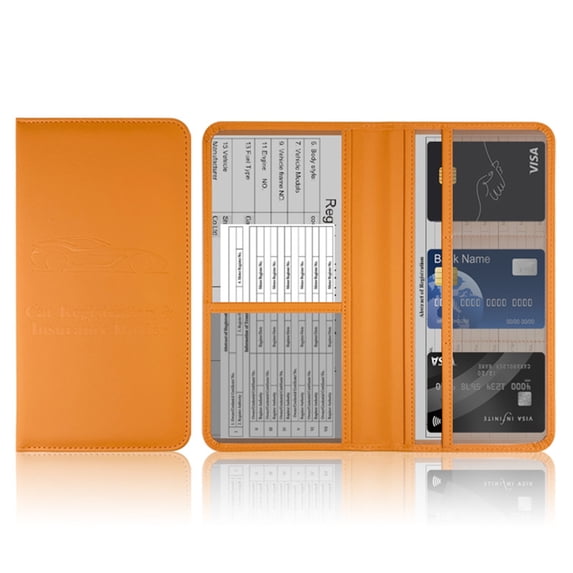 Car Insurance and Registration Holder,Pu Leather Vehicle Glove Box Organizer Wallet Case for Insurance Card, Driver License, Paperwork
