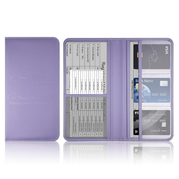 Car Insurance and Registration Holder,Pu Leather Vehicle Glove Box Organizer Wallet Case for Insurance Card, Driver License, Paperwork
