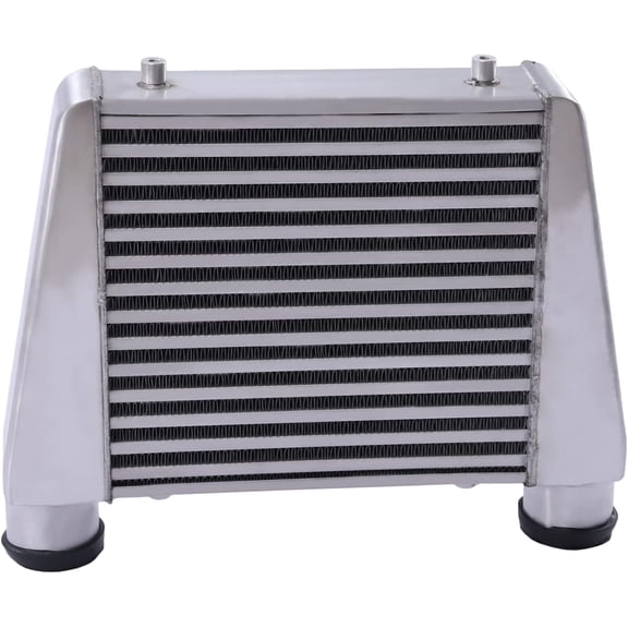 Car Intercooler, Aluminum Polished Front Mount Intercoolers Universal Intercooler 17 (L) x 11 (W) x 2.75 (H) Inch Turbocharger Intercooler, 2.5" Inlet & Outlet