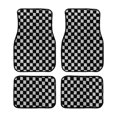thumbnail image 1 of Car Interior 4 Piece Racing Checkered Floor Mats Non Backing Fit Cars Trucks SUVs 4PCS, 1 of 4
