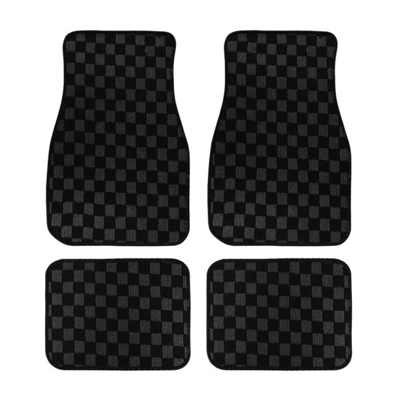 Car Interior 4 Piece Racing Checkered Floor Mats Non Backing Fit For Cars Trucks Suvs Universal Wear Flat Lay Installation 4PCS