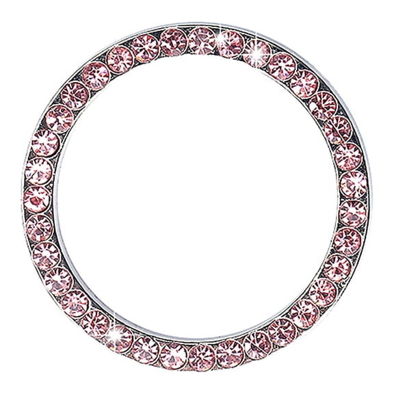 Bling Push to Start Button Cover Ring Rhinestone Car Interior Accessories Emblem Sticker Stylish Girly Bling Decorative Enhancements for Women