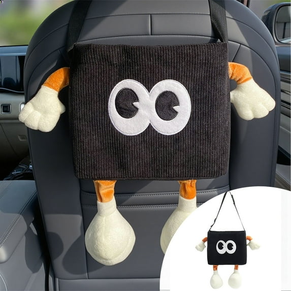 Cartoon Animal Car Seat Back Organizer Hanging Can with Tissue Holder Storage Garbage Bag for Vehicle Interior