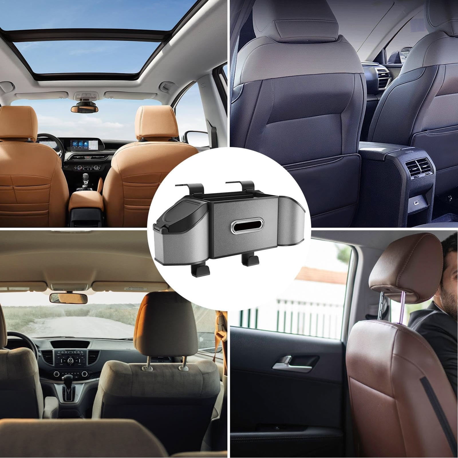 Car Interior Accessories Car Seat Back Organizer Storage Bag for Behind The Seat PU Leather Multipurpose Pocket Car Organizer Foldable Design for Vehicles