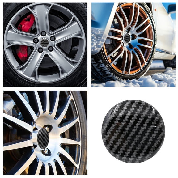 Car Interior Accessories Fiber Rubber Wheel Label Black Fiber Wheel Cap for Enhanced Style and