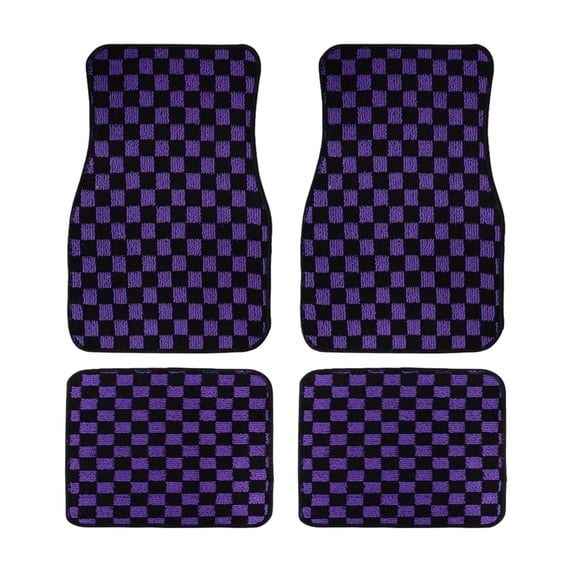 Car Interior Accessory Floor Mats 4 Piece Racing Checkered Design Non Backing for Cars Trucks and SUVs Vehicle Interior 4PCS