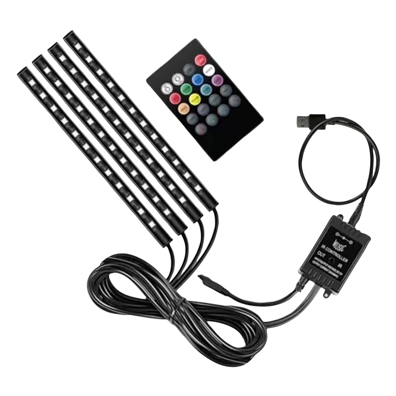 Car Interior Ambient LED Lights, 45 LED RGB Light Strip with Remote ...