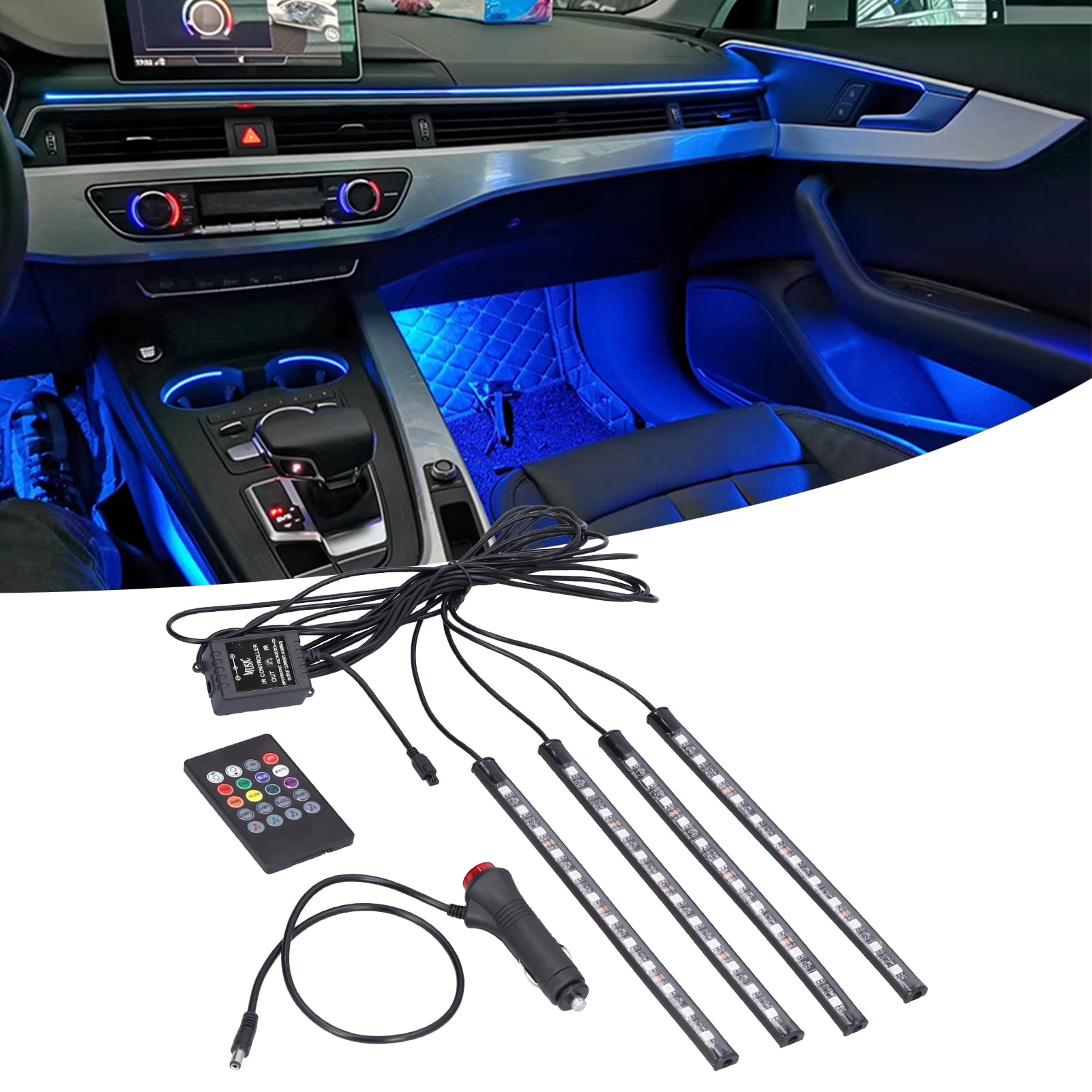 Car Interior Ambient Light, Car Interior Light Remote Control 12V RGB