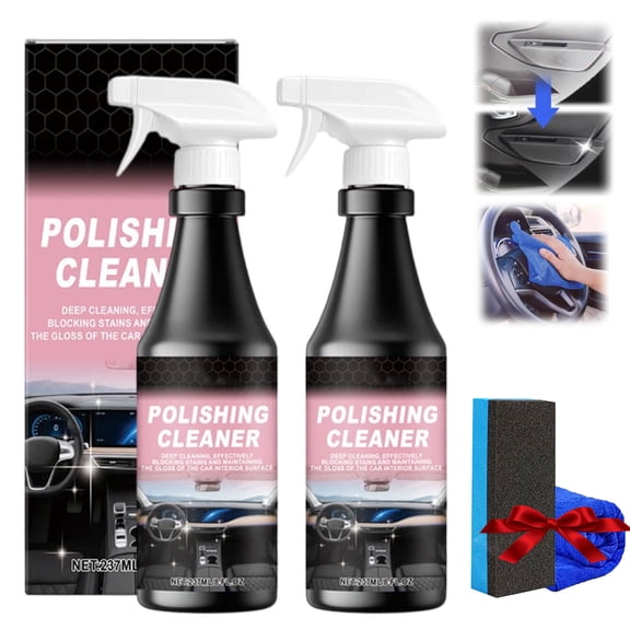 Car Interior Care & Cleaner Spray, Car Interior Cleaner, 2026 New Polishing Cleaner Car Interior, All Purpose CarInterior Detailer Cleaner for Rubber, Seats, Leather, Plastic (2Sets)