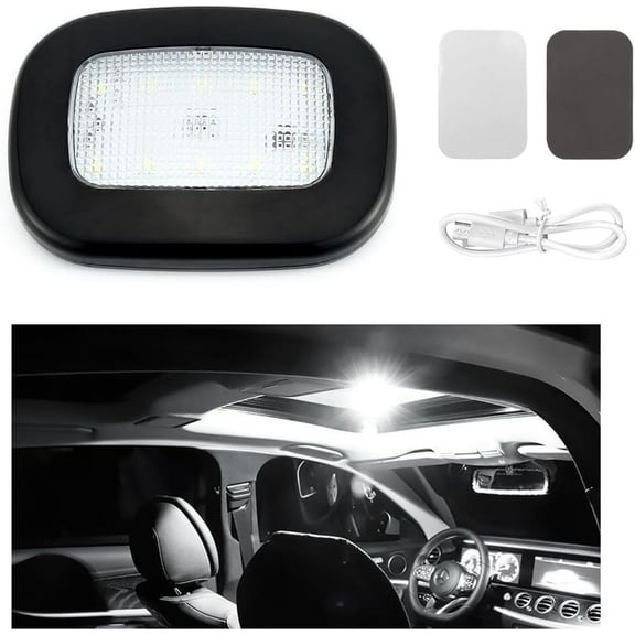 Car Interior Ceiling Roof Lights, Magnetic Rechargeable USB Wireless Dome Lamp, LED Auto Map Reading Light Cover for Insider Roof Ceiling, Universal Car Accessories (Black)