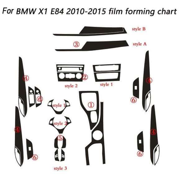 Car Interior Central Control Panel Door Handle For BMW For X1 E84 2010-2015 3D Carbon Fiber Pattern Interior DIY Trim Decal