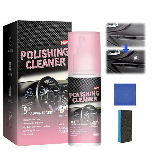 Car Interior Cleaner, 2025 New Polishing Cleaner for Interior Detailing, Vehicle Polish Cleaners Interior Detailer Spray Protectant Car Care Cleaner for Rubber, Leather (1)