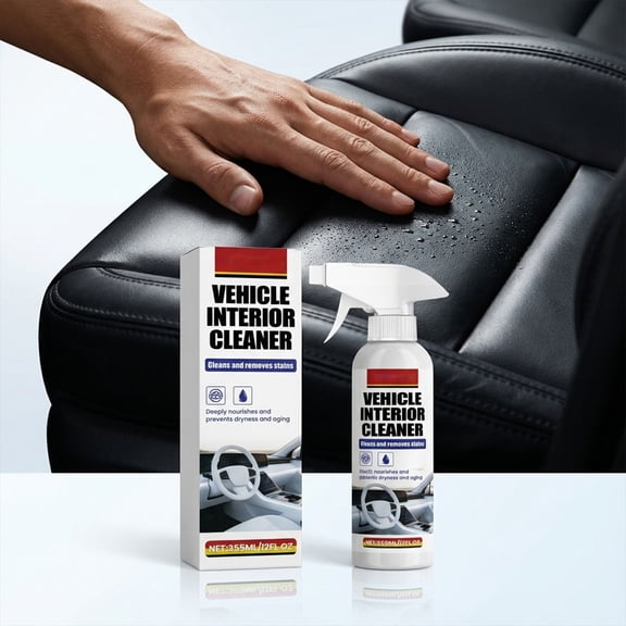 Car Interior Cleaner, Car Interior Seat Cleaner and Refurbishment Agent, Daily Brightening Maintenance Care Solution, for All Interior Materials, Easy to Use, Fresh Scent Formula, 355ml