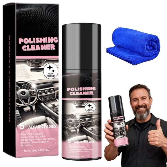 Car-Interior-Cleaner, Interior Polishing Spray, Revives Surfaces to Factory Condition, Non-Greasy Finish, Suitable for Cars, Vans, RVs, All Interiors
