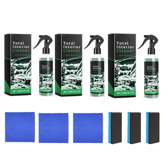 Car Interior Cleaner - Multi-Purpose Foam Spray for Leather, Fabric, and Plastic - Powerful Stain Remover & Protector for Dashboards and Upholstery - Ideal for Automotive and Home Use