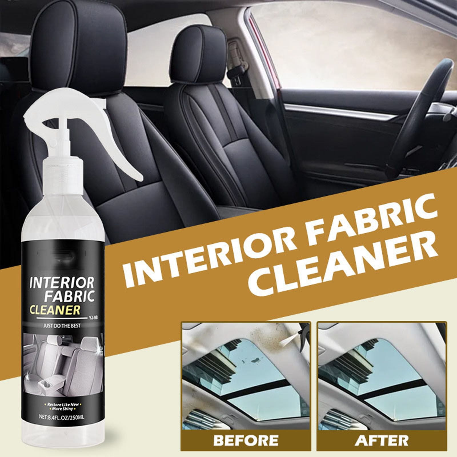 Car Interior Cleaner, Multi-Surfaces Decontamination Spray, Fast-Drying Odor Eliminators, Stain Remover for Fabrics, Seats and CarPet, Vehicle Maintenance, Eco-Friendly Formulas