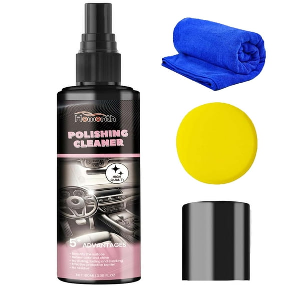 Car Interior Cleaner & Polish Spray - Restores & Protects Dashboard, Plastic, Vinyl, Leather Surfaces, Multipurpose Automotive Detailing Spray