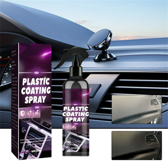 Car Interior Cleaner Spray, 120ml Plastic Leather Dashboard Cleaner, Decontamination Formula, Restores Original Color, Non-Greasy Residue-Free