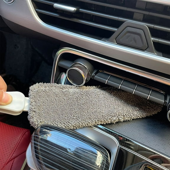 Car Interior Cleaning Brush with Soft Bristles for Dashboard Vents and Gaps, Wet/Dry Dual-Use Washable Tool for Efficient Dust Removal Without Scratches, Ideal(Gray),Ccwuwei