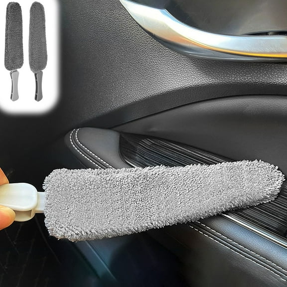 Car Interior Cleaning Brush | Soft Bristles Plastic Detailing Tool | Dashboard, Vent & Console Gap Cleaner | Flat Washable Head | Wet Dry Dual Use | Gray | 12.6 x 3.15 x 0.67 in | 1 Pack