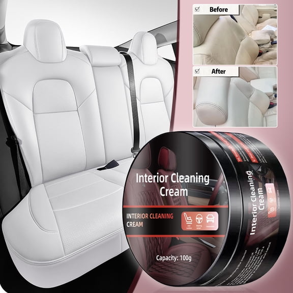 Car Interior Cleaning Cream - Leather, Plastic & Fabric Cleaner for Seats, Dashboard & Surfaces - Deep Cleans, Restores Shine & Protects - 16oz Bottle