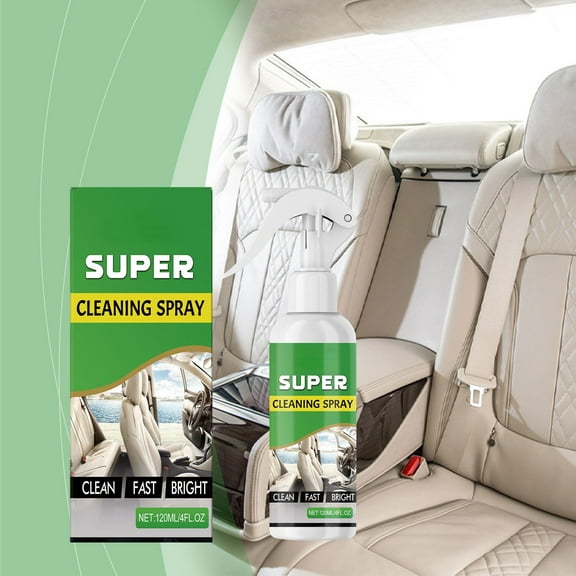 Car Interior Cleaning Spray 120ml | Multi-Surface Fabric & Seat Stain Remover | Versatile Dashboard Upholstery Cleaner | Eco-Friendly Formula | Easy Spray Application - Green - 1 Piece