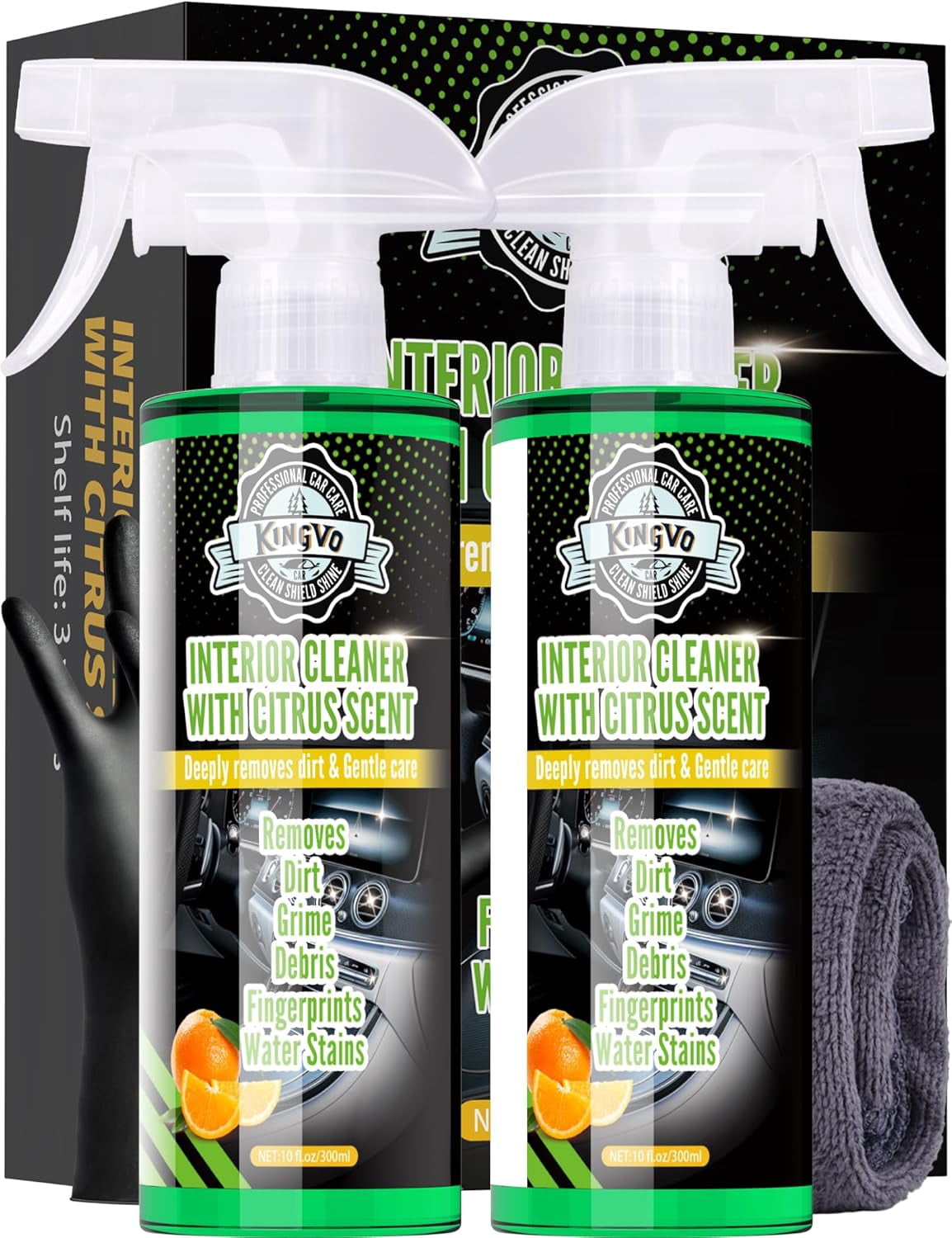 Car Interior Cleaning Spray, Multi-Function Leather Seat Cleaning Set, Car Cleaning Kit, Car Dashboard Vinyl Detail Cleaning Supplies Set, Citrus Scent