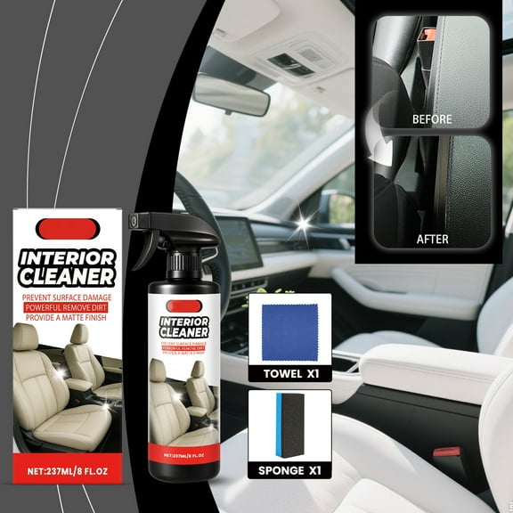 Car Interior Cleaning Spray, Multi Purpose Cleaner for Leather Plastic and Dashboard, Stain Removal and Interior Reconditioning Agent for Seats Panels Consoles and Trim