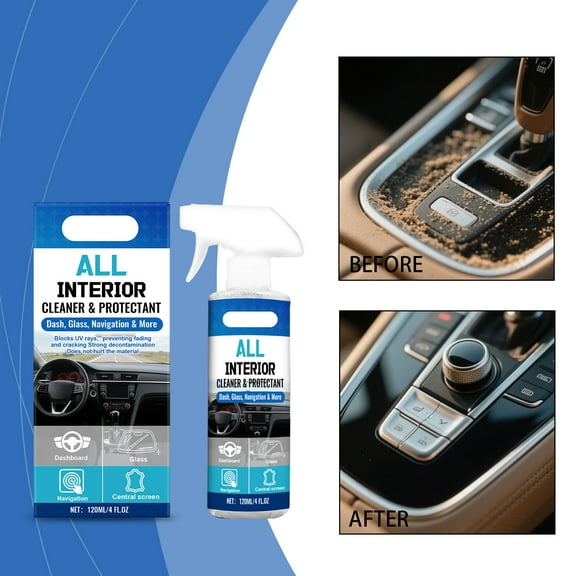Car Interior Cleaning and Care Spray Multi Surface Automotive Cleaner for Dashboard Upholstery Leather Plastic Decontamination and Protection
