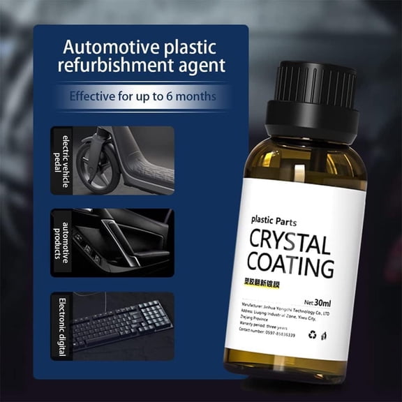 Car Interior Crystal Coating Spray 30ml – Plastic Parts Protector, Enhances Shine and Protects Car Accessories, Durable Coating for Long-Lasting Interior Care