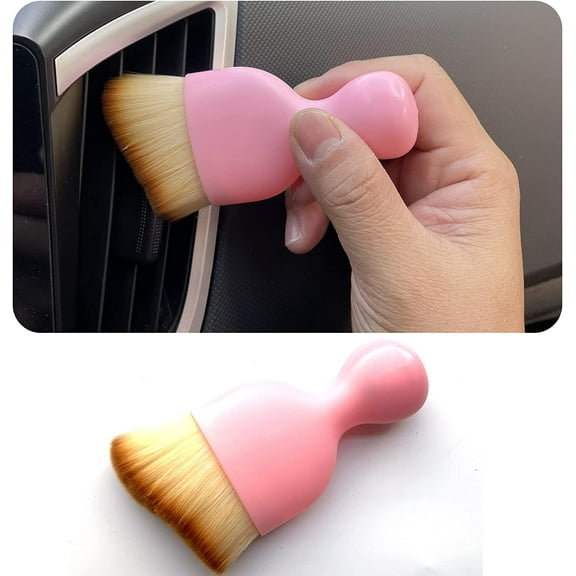 Car Interior Detailing Brush 1PC,Car Brushes for Detailing Interior,Soft Car Detailing Brush,Soft Bristles Detailing Brush Dusting Tool for Car/Dashboard(Pink)