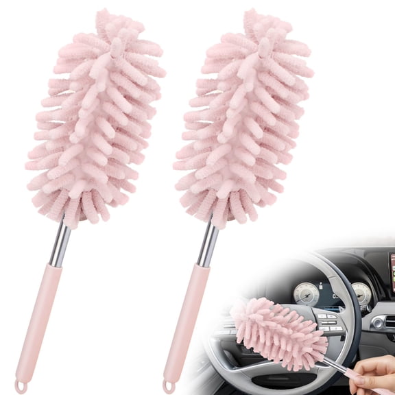 Car Interior Duster with Extension Pole, Microfiber Car Duster with Bendable Head, Car Accessories Dusters Exterior&Interior Scratch Free