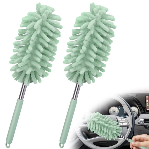 Car Interior Duster with Extension Pole, Microfiber Car Duster with Bendable Head, Car Accessories Dusters Exterior&Interior Scratch Free