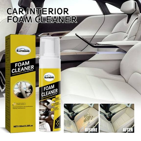 Car Interior Foam Cleaner | Multi-Purpose Stain Remover for Seats, Panels & Surfaces | Features Odor Neutralizing Lemon Scent | Anti-Fading, Crack & Aging Protection | 100ml