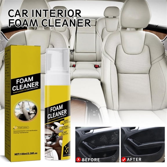 Car Interior Foam Cleaner Multipurpose Stain Remover for Seats Dashboard and Leather Upholstery