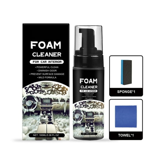 Car Interior Foam Cleaner Powerful Waterless Carpet Upholstery and Seat Stain Remover for Leather Fabric 100ml, Blue