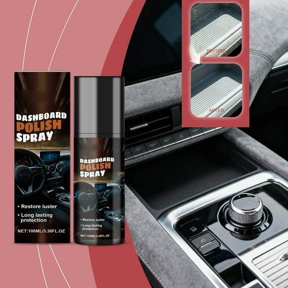 Car Interior Gloss Spray for Dashboard and Trim, 3.4 fl oz Restores Shine and Provides UV Protection for Plastic Vinyl and Rubber Surfaces