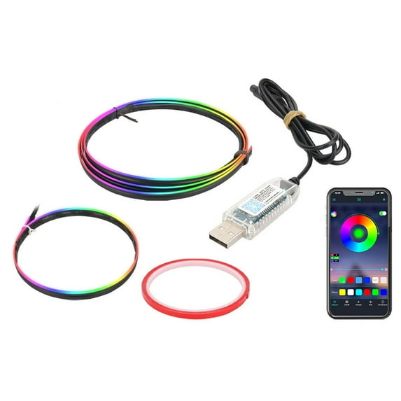 Car Interior LED Light,App Control Car Interior Ambient Lighting, Acrylic Car Central Control Atmosphere Light USB Powered,Colorful Modes&Water Flowing Effect