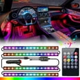 thumbnail image 1 of Car Interior LED Light Strip, 4PCS 48LED RGB Car Interior Atmosphere Neon Lights Strip Music Sound-Reactive LED Multi-Color Car Interior Lights, Customize with 24-Keys IR Remote Control, 1 of 9