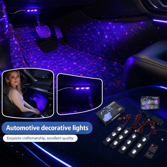 Car Interior Led Lights,4 In 1 Rgb App Control Automotive Under Dash Neon Ambient Lighting With Usb Port,Music Sync Auto Footwell Lamp,Car Interior Atmosphere Light