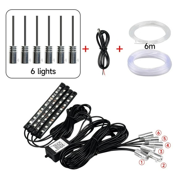 Car Interior Neon RGB Led Ambient Light Fiber Optic Kit With APP Sound Control Multiple Modes Auto Atmosphere Decorative Lamp