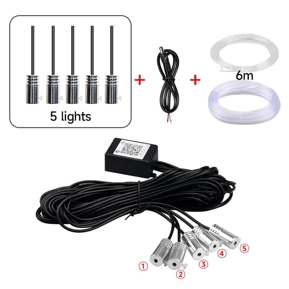 Car Interior Neon RGB Led Ambient Light Fiber Optic Kit With APP Sound Control Multiple Modes Auto Atmosphere Decorative Lamp