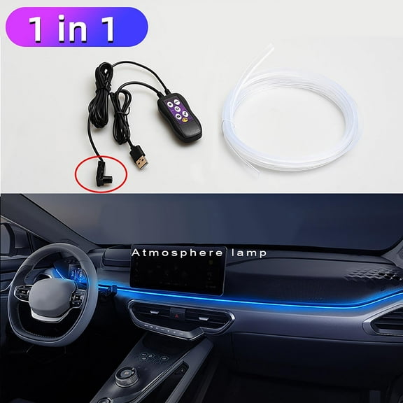 Car Interior Neon Strip Lights 10ft - Music Sync RGB Ambient Lighting with USB for Vehicle Cabin Mood Decor(A)