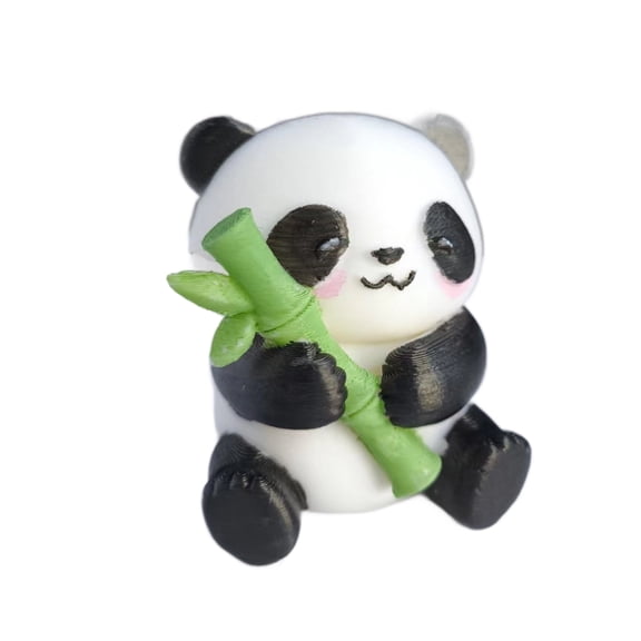 Car Interior Panda Decor 3D Printed Figurine With Bambo, Dashboard Accent for Desk, Shelf, or Workstation Display