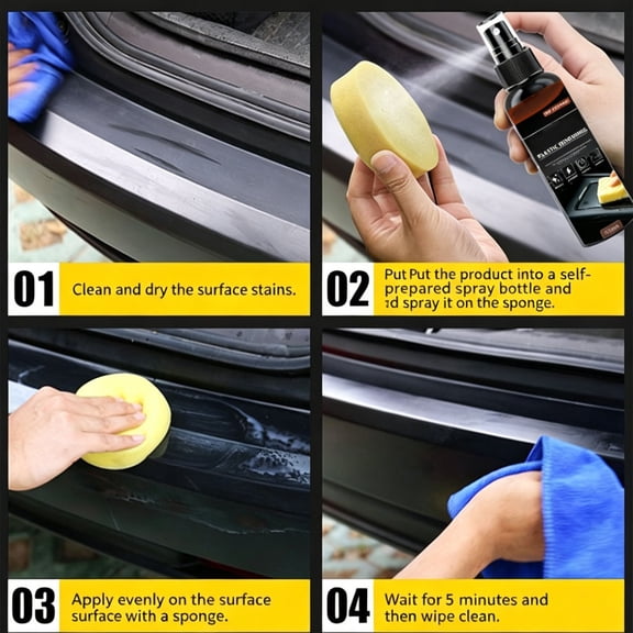 Car Interior Plastic Restorer Spray - Automobile Rubber Refurbishing , Dashboard Trim Shine, UV Protection, Gloss Renewal, Non Greasy Cleaner