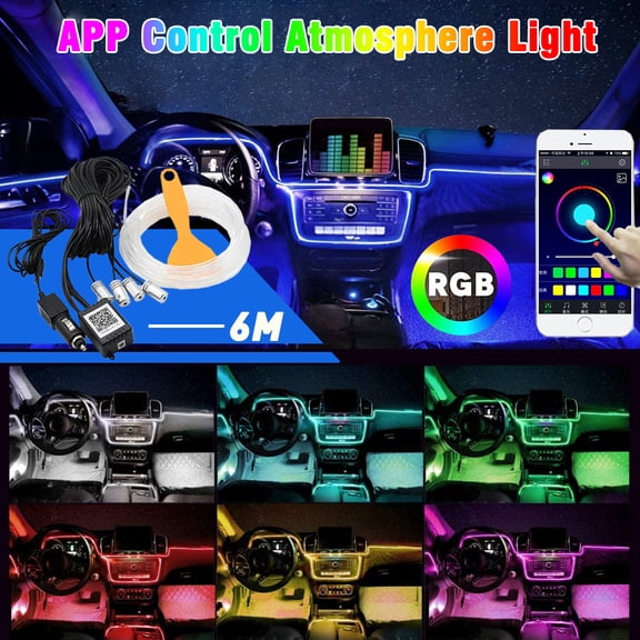 Car Interior RGB Atmosphere LED Light Strips 4 in 1 & 2 in 1 Accessories Controlled by APP or Remote Controller