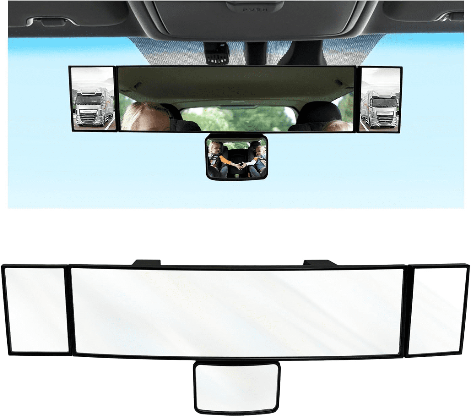 Car Interior Rearview Mirror with Rear Seat Baby Monitor, Wide-Angle ...