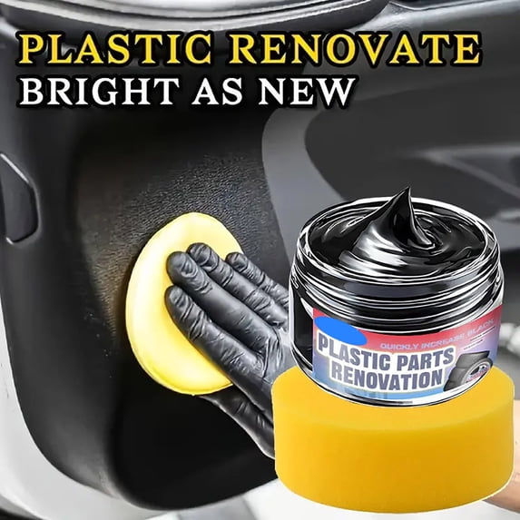 Car Interior Restorer Wax, Scratch Repair Cream for Dashboard Plastic Trim and Tire Maintenance, Multi-Surface Polish with Sponge Applicator for Leather Rubber
